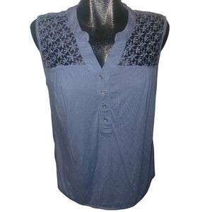Venus Blue Sleeveless Lace Detailed Top Sz.M
